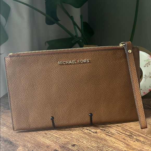 Michael Kors Handbags - Michael Kors Tan Leather  Clutch